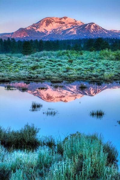 California-Sierra Nevada Range Mammoth Mountain reflects in Mammoth Creek